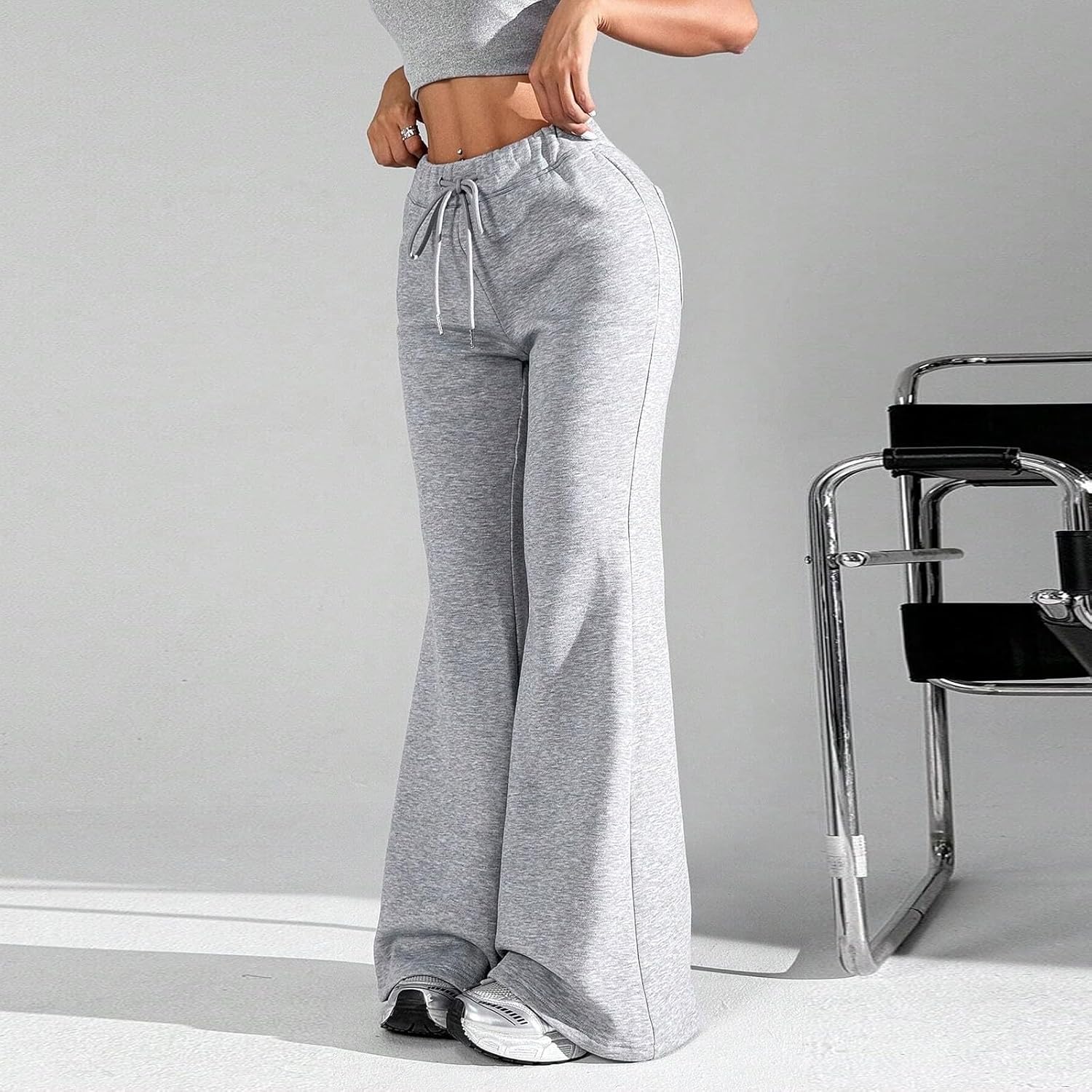 MidelXP High-Waisted Wide-Leg Fleece Sweatpants Women