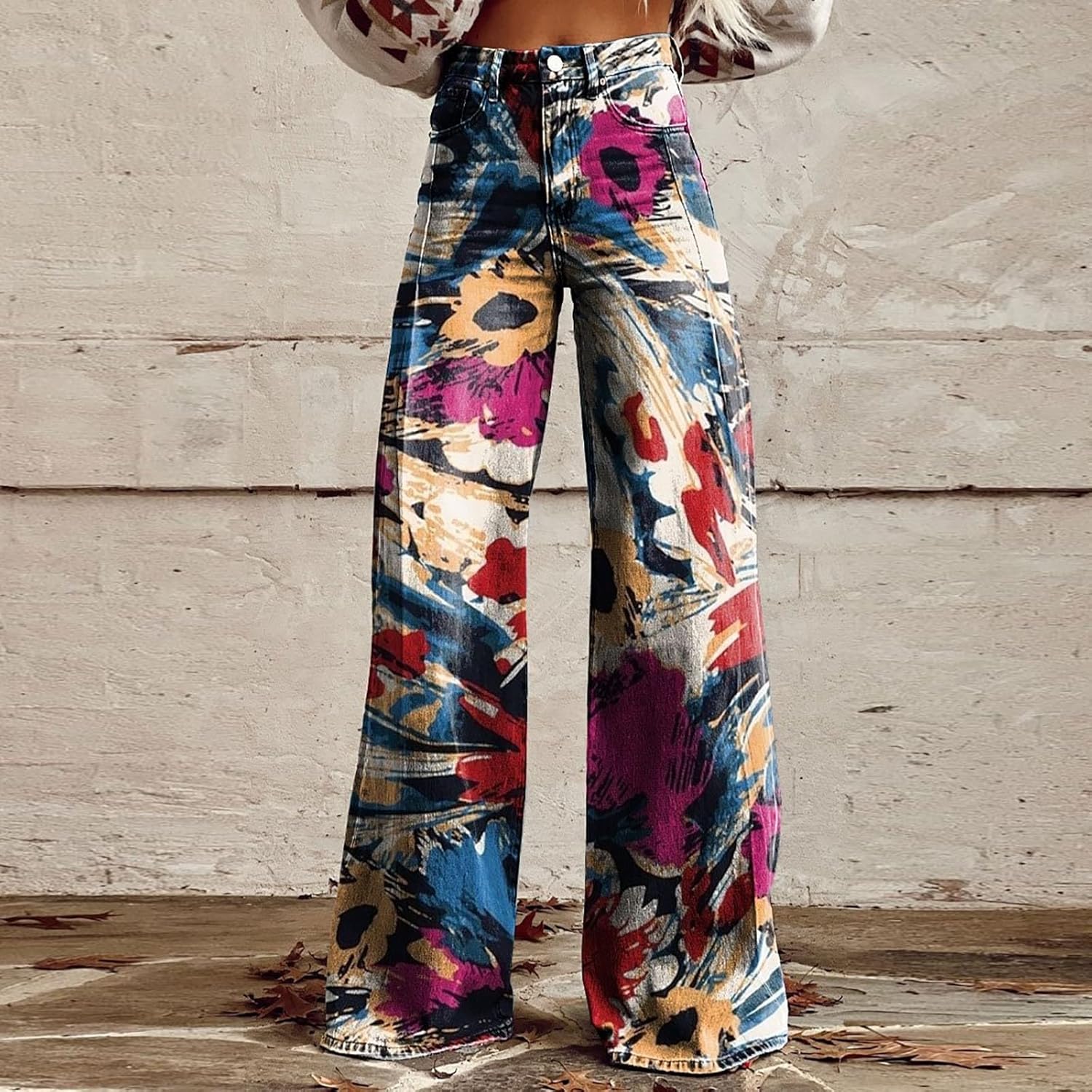 Vivid Print Wide Leg Yoga Pants for Women Casual and Trendy
