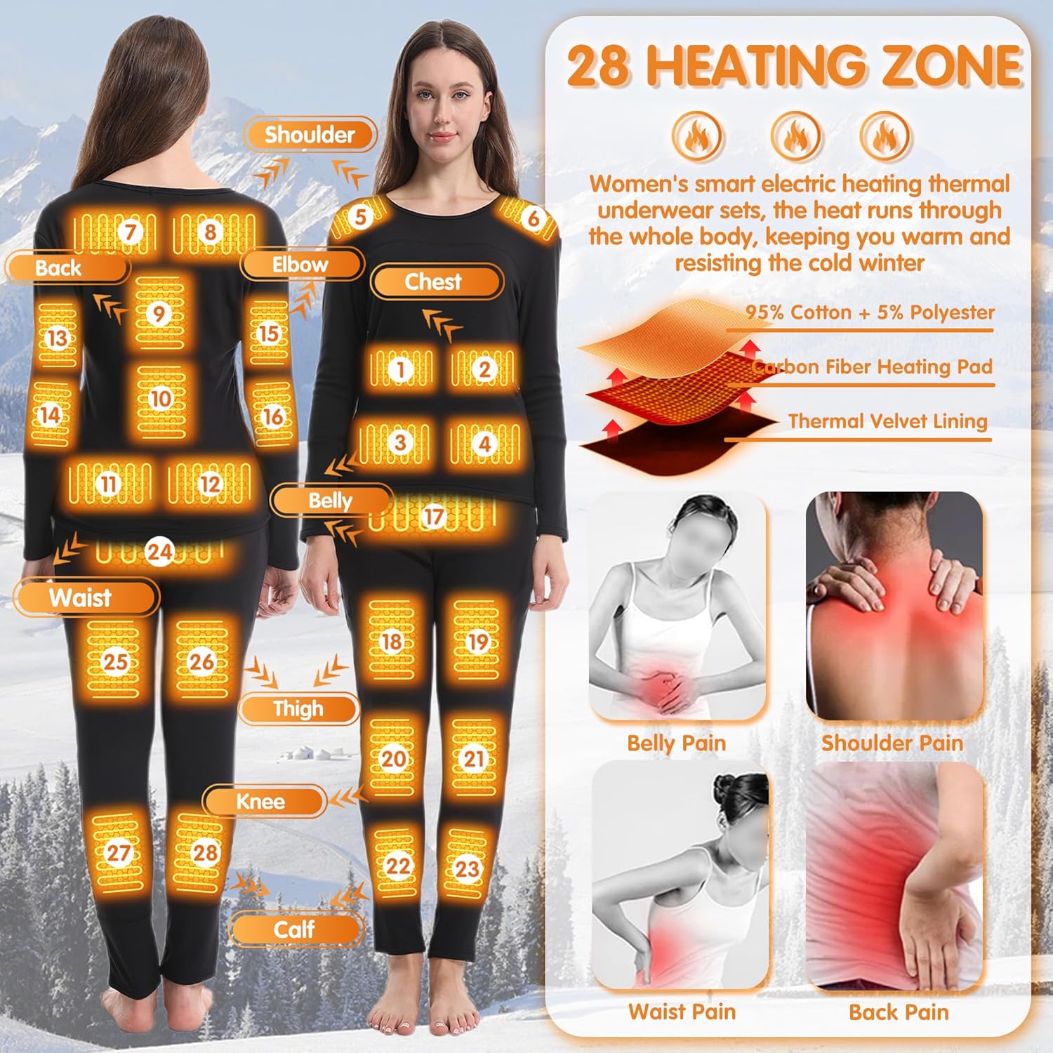 Womens Heated Thermal Set for Cold Weather Comfort