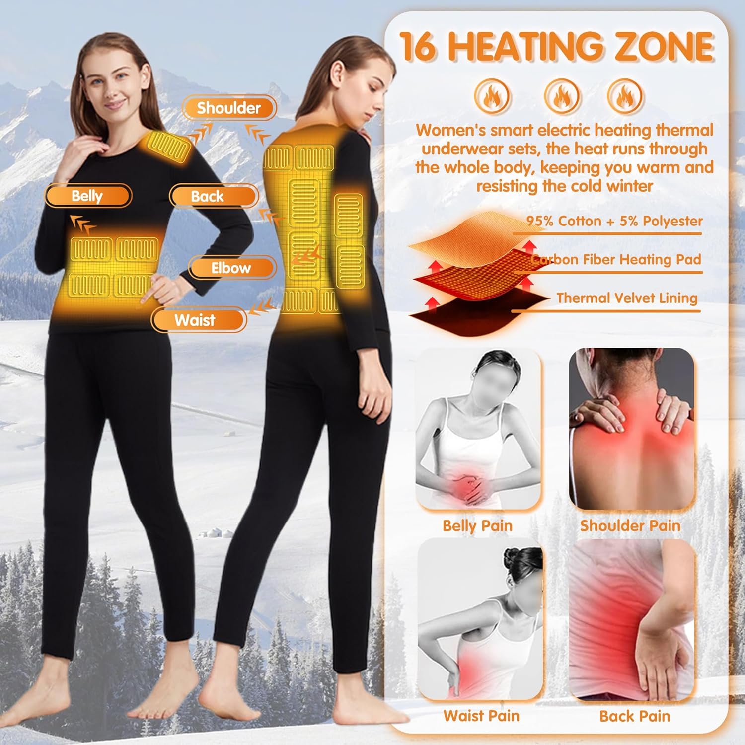 Womens Heated Thermal Shirt with 16 Zones for Cold Weather