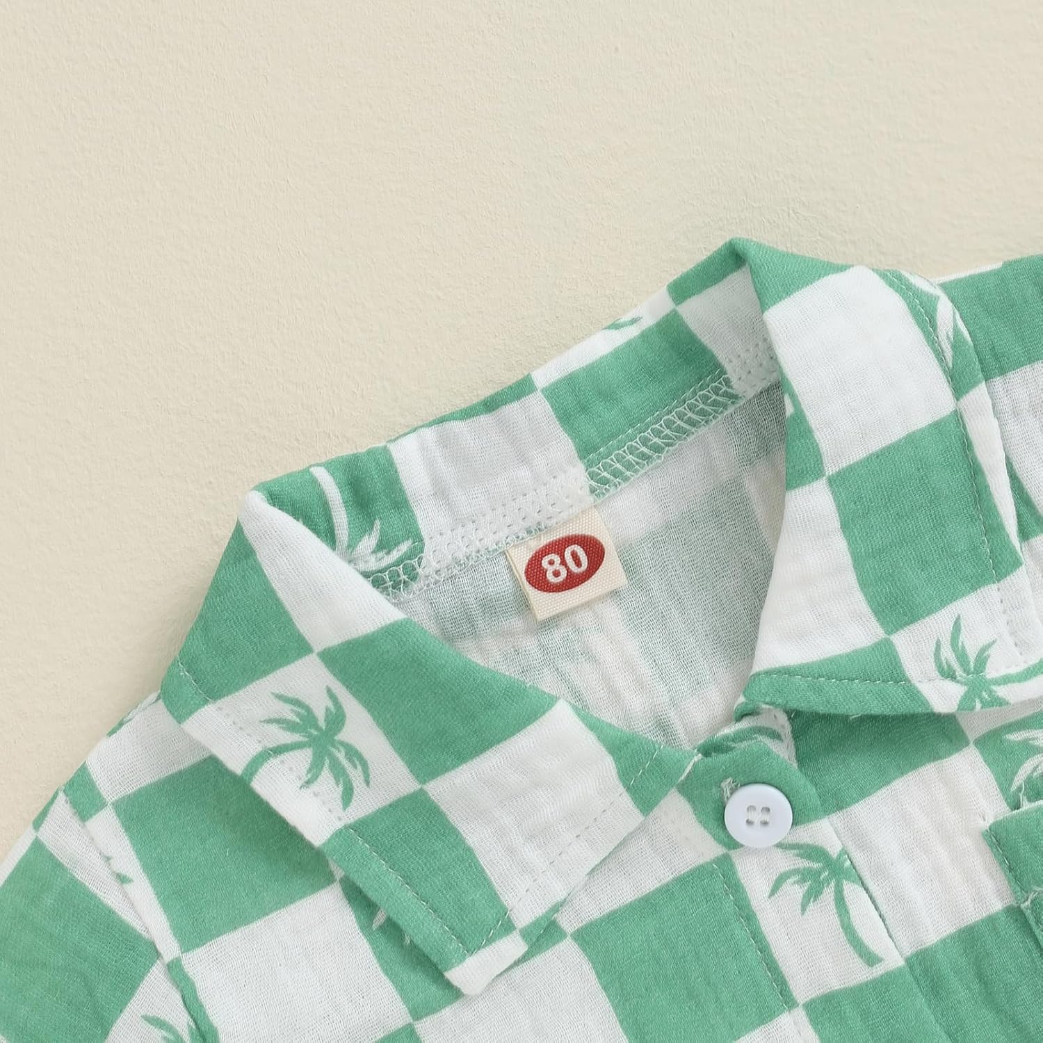 Mandizy Todd Mizy Summer Outfit for Boys - Cute Checkered Palm Tree Printing