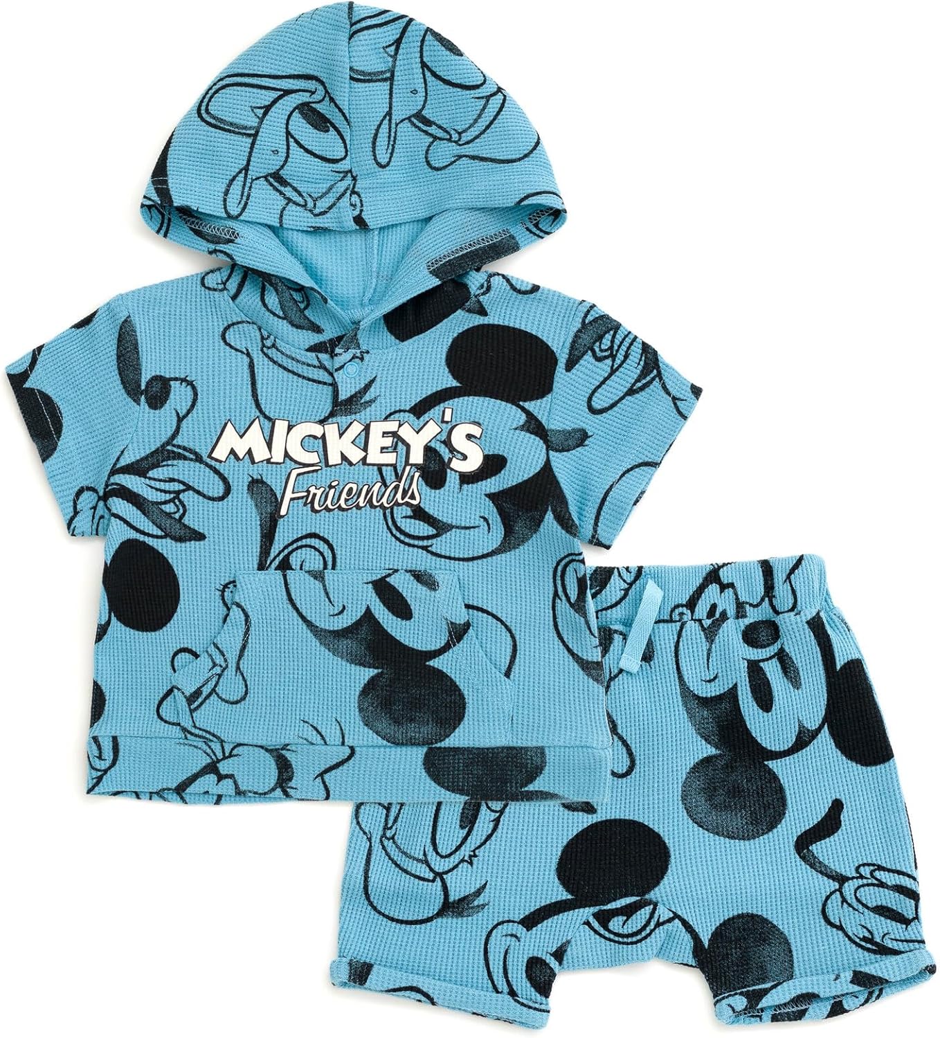 Disney Lion King Mickey Mouse Waffle Knit Pullover Hoodie and Shorts Set
