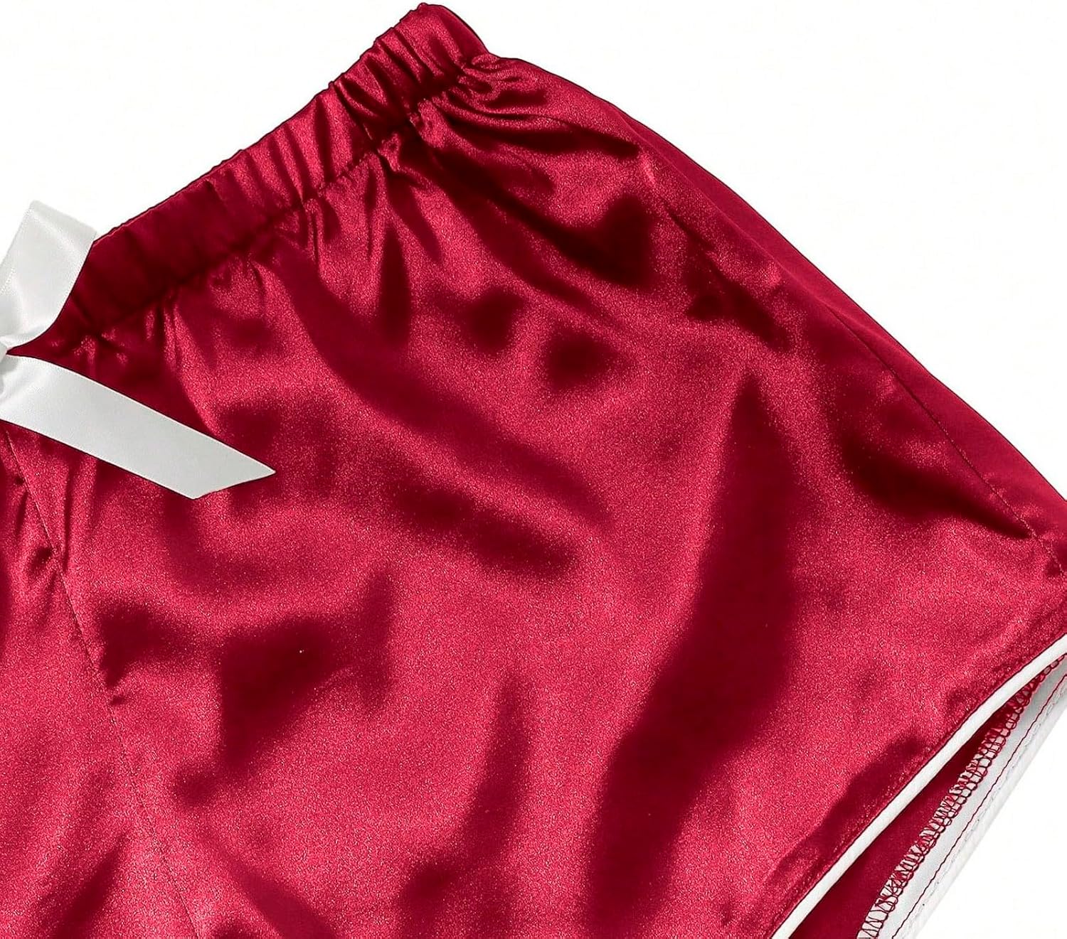 Womens Red Satin Button-Down Pajamas Set Plus Size