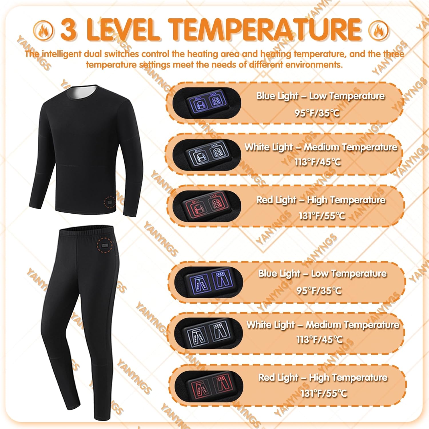 YANYNGS Smart Heated Underwear Set for Men Women