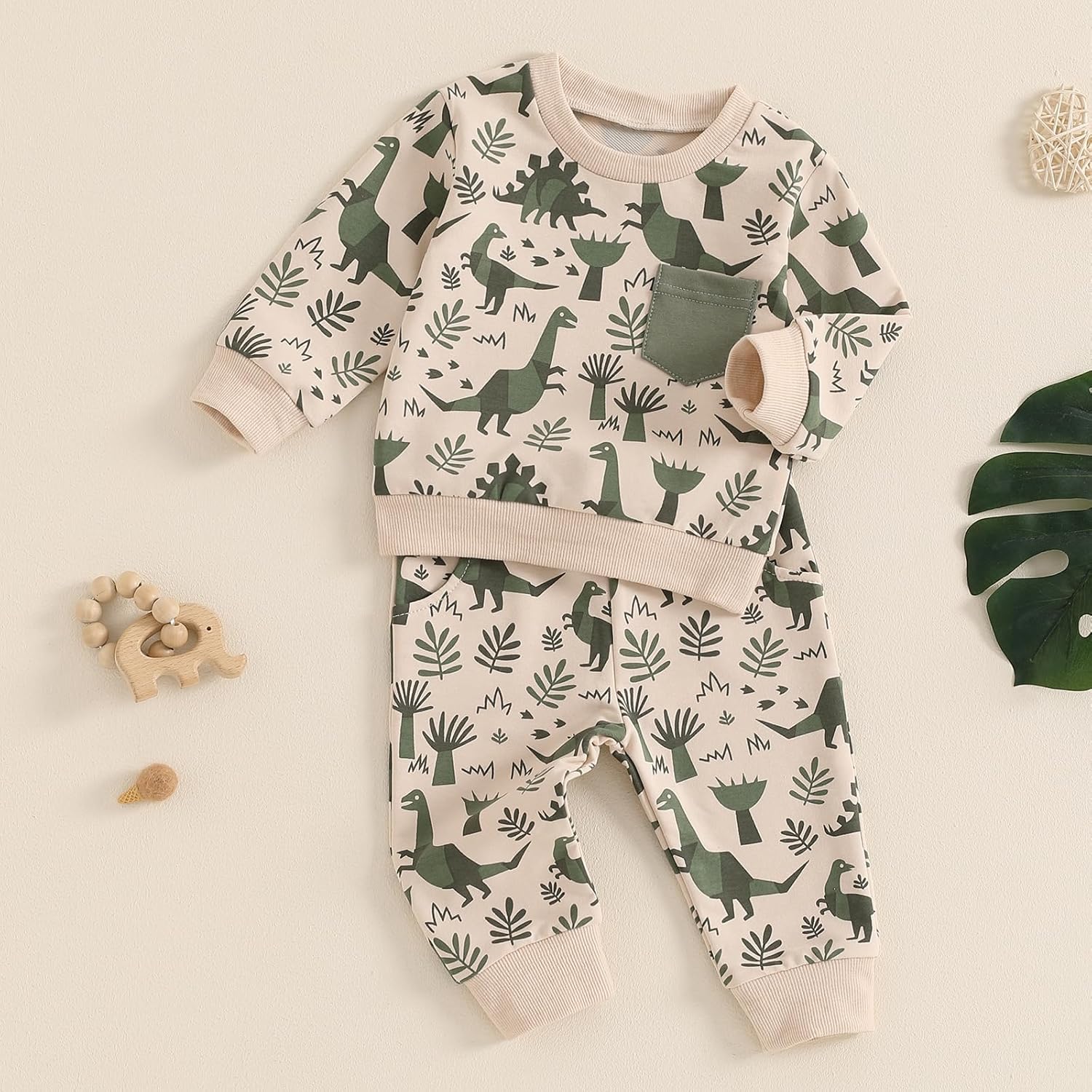 Cutie-Powered Toddler Boys 2-Piece Dinosaur Print Set