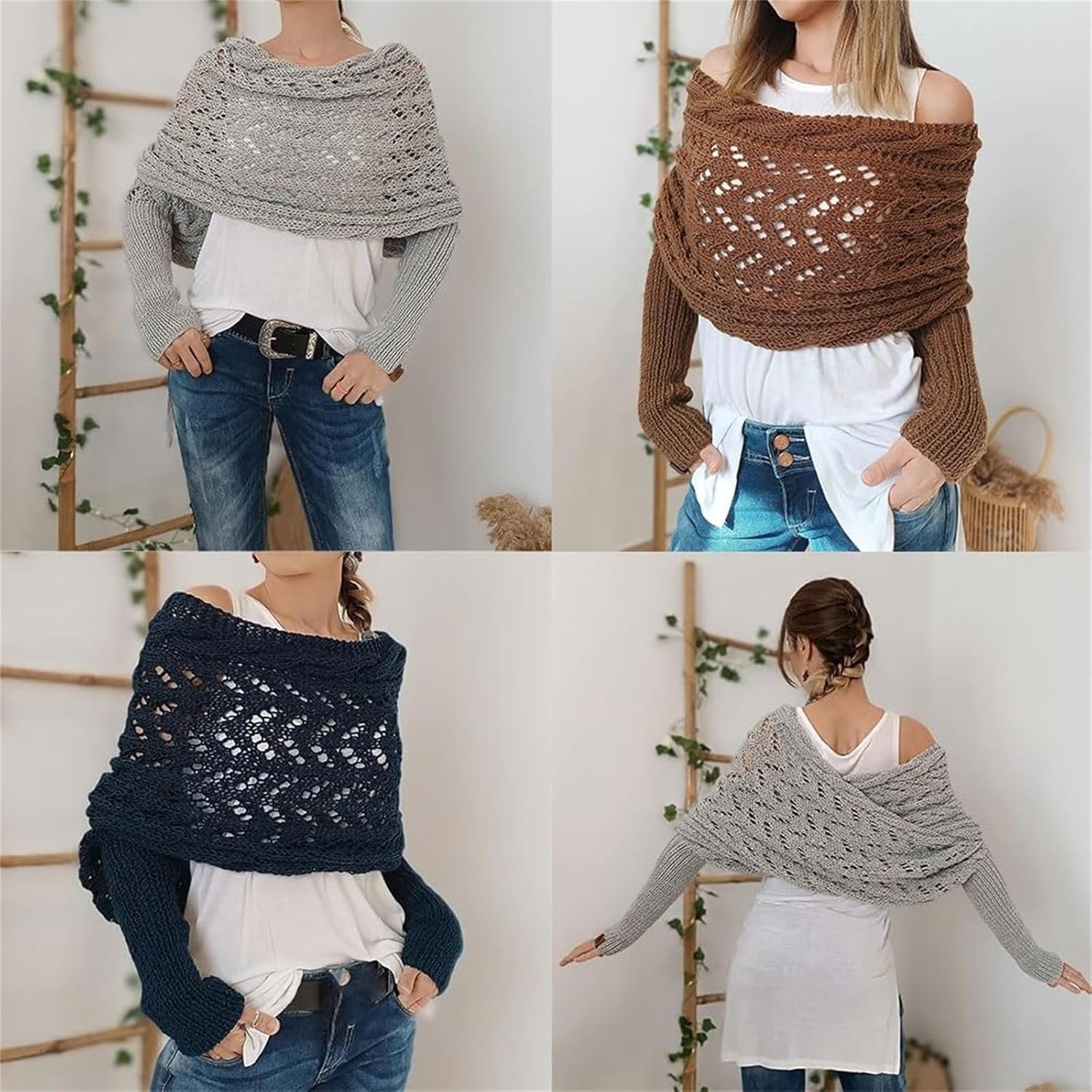 VYOYAO Knitted Cable Survash Wrap for Women Cold Weather