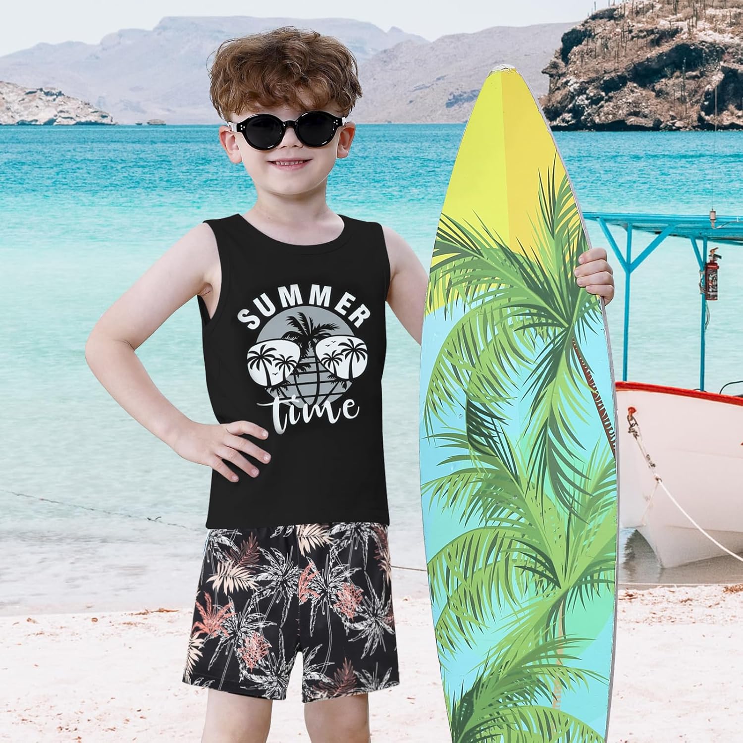 NARPLO Toddler Boy Clothes - Holiday Style Letter Print Tank Set