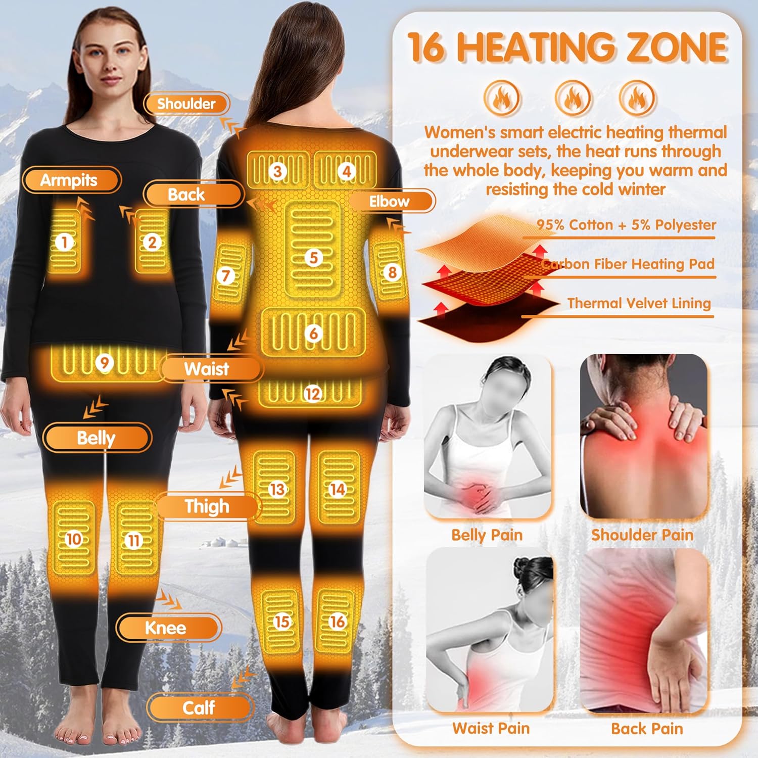Warm and Comfortable Heating Underwear Set for Women