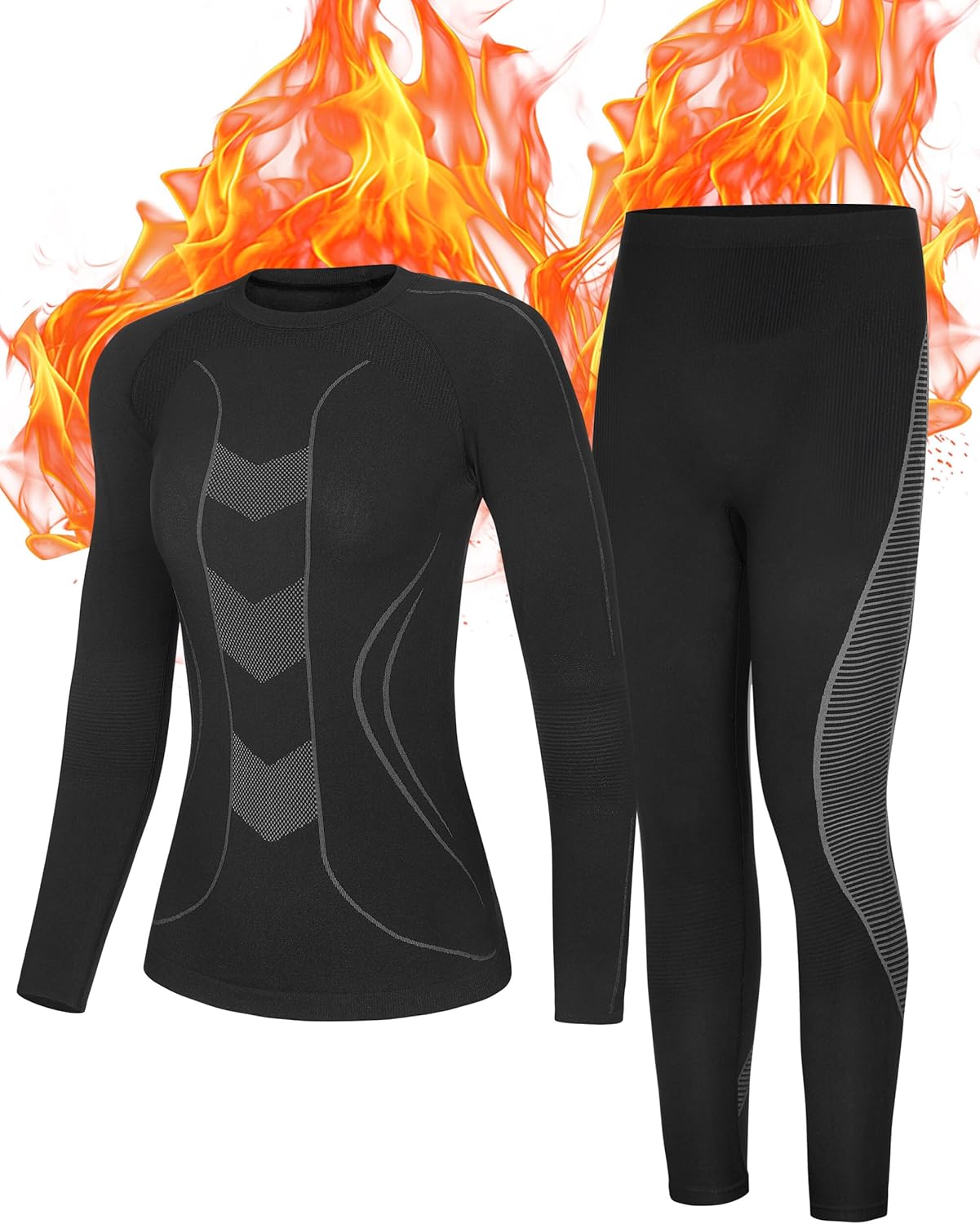 Roadbox Thermal Undies Set - Womens Fleece Lined Long Johns Bottoms Top