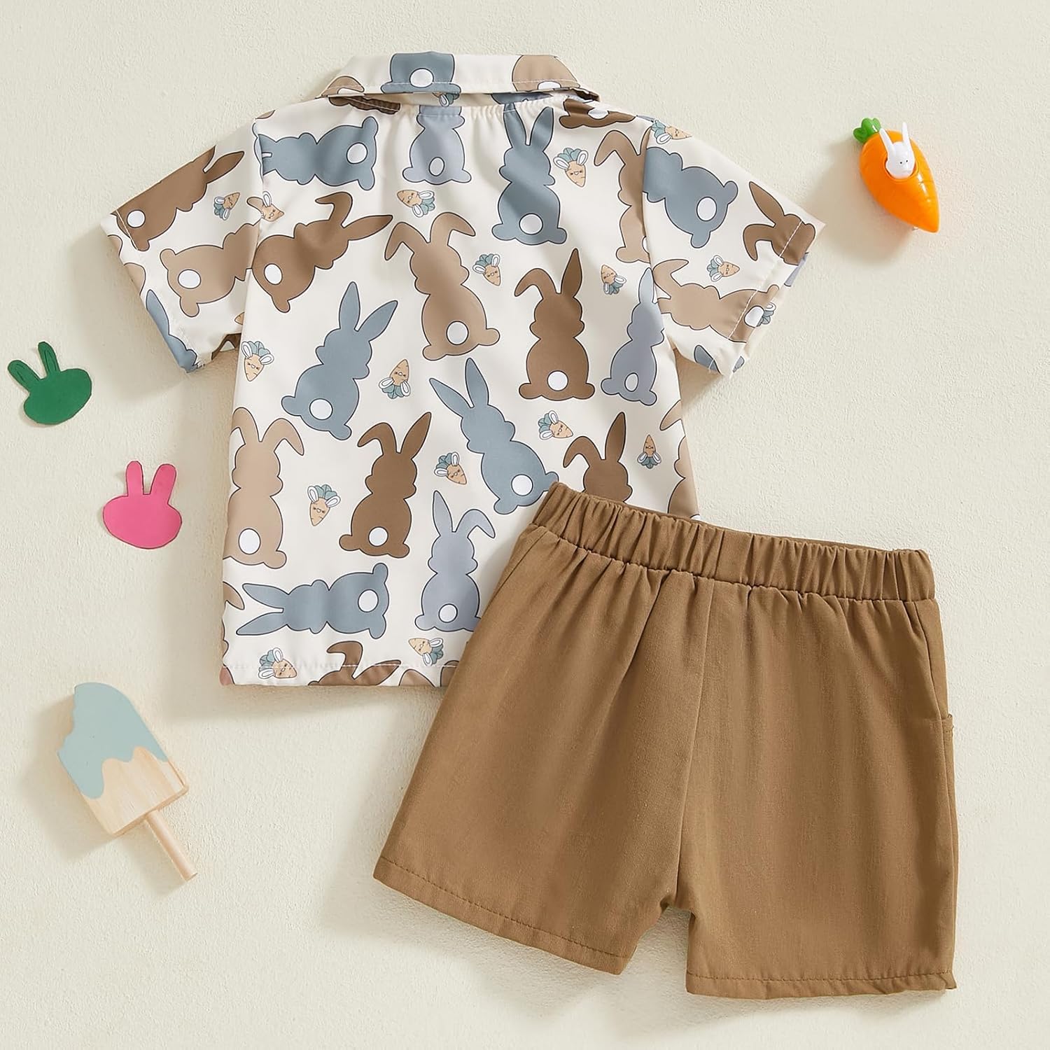 Murnouche Toddler Boy Easter Outfit Button-Down shirt shorts
