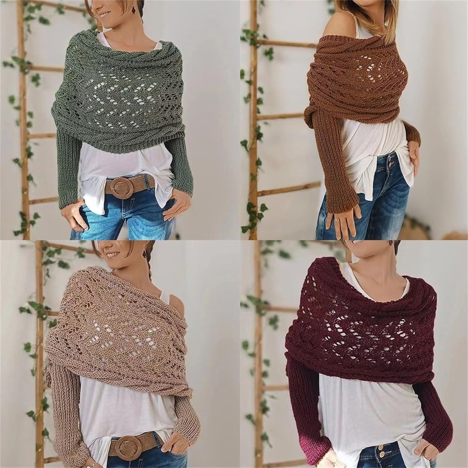 VYOYAO Knitted Cable Survash Wrap for Women Cold Weather