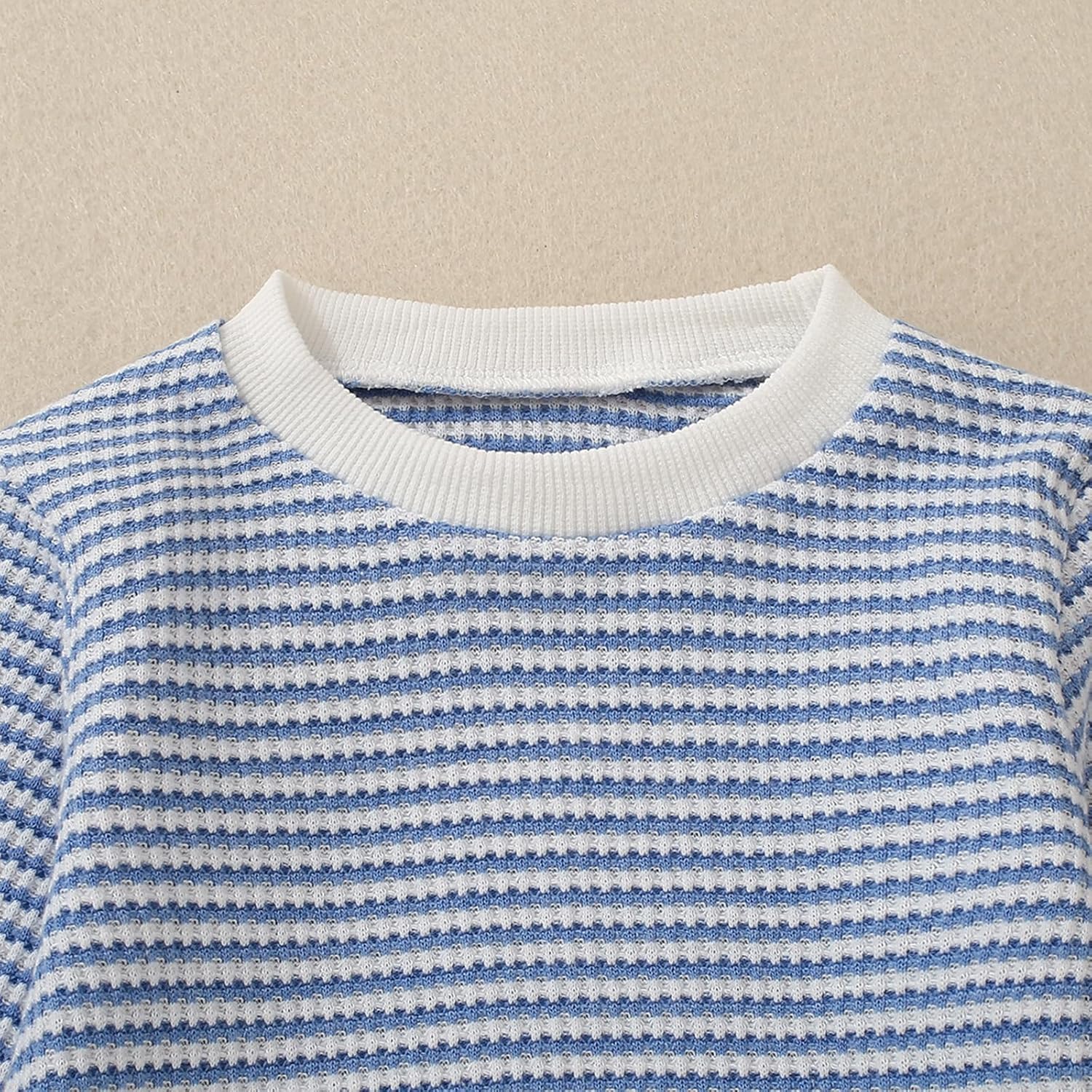 Machine Washable Toddler Boys Outfit Waffle Stripe