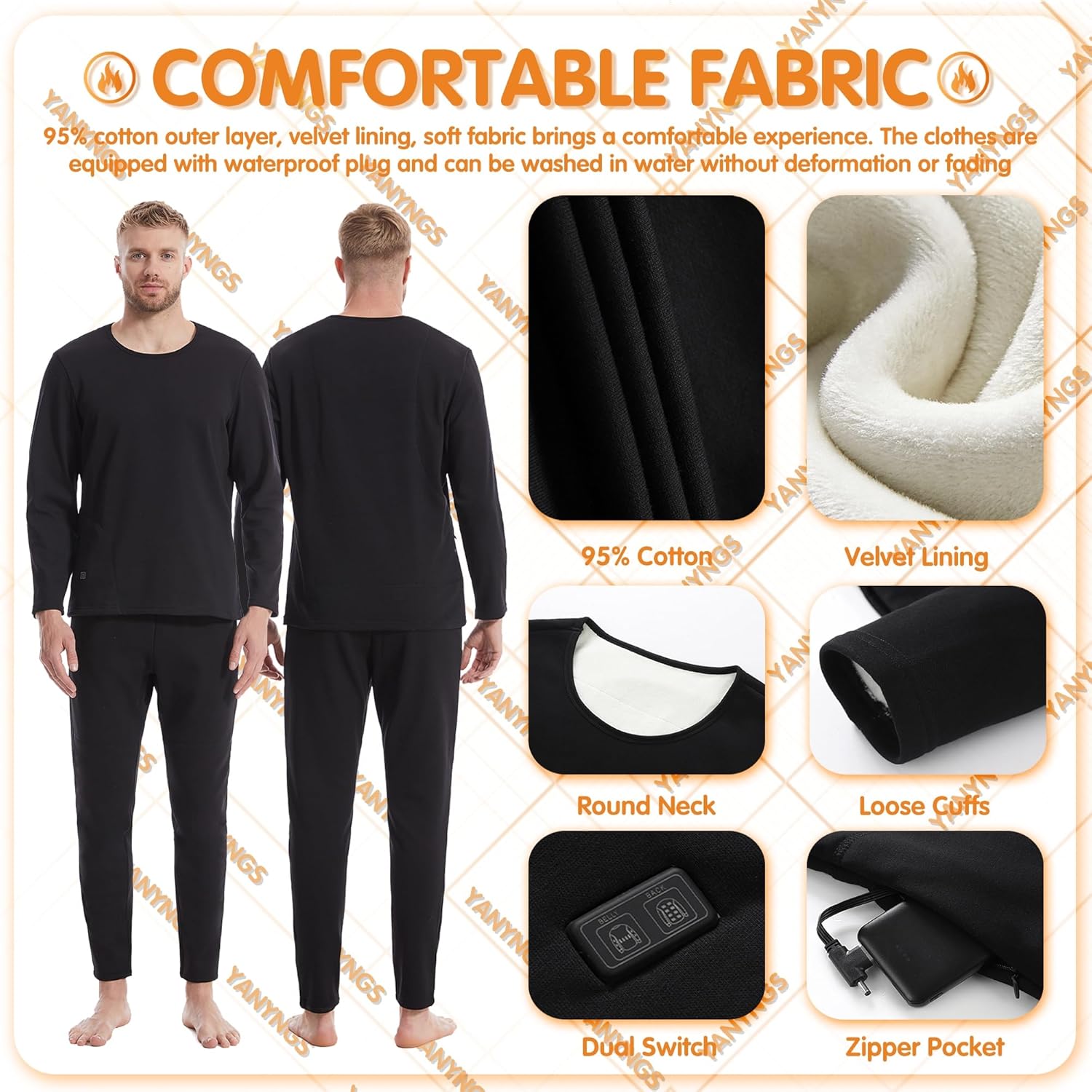 YANYNGS Smart Heated Underwear Set for Men Women
