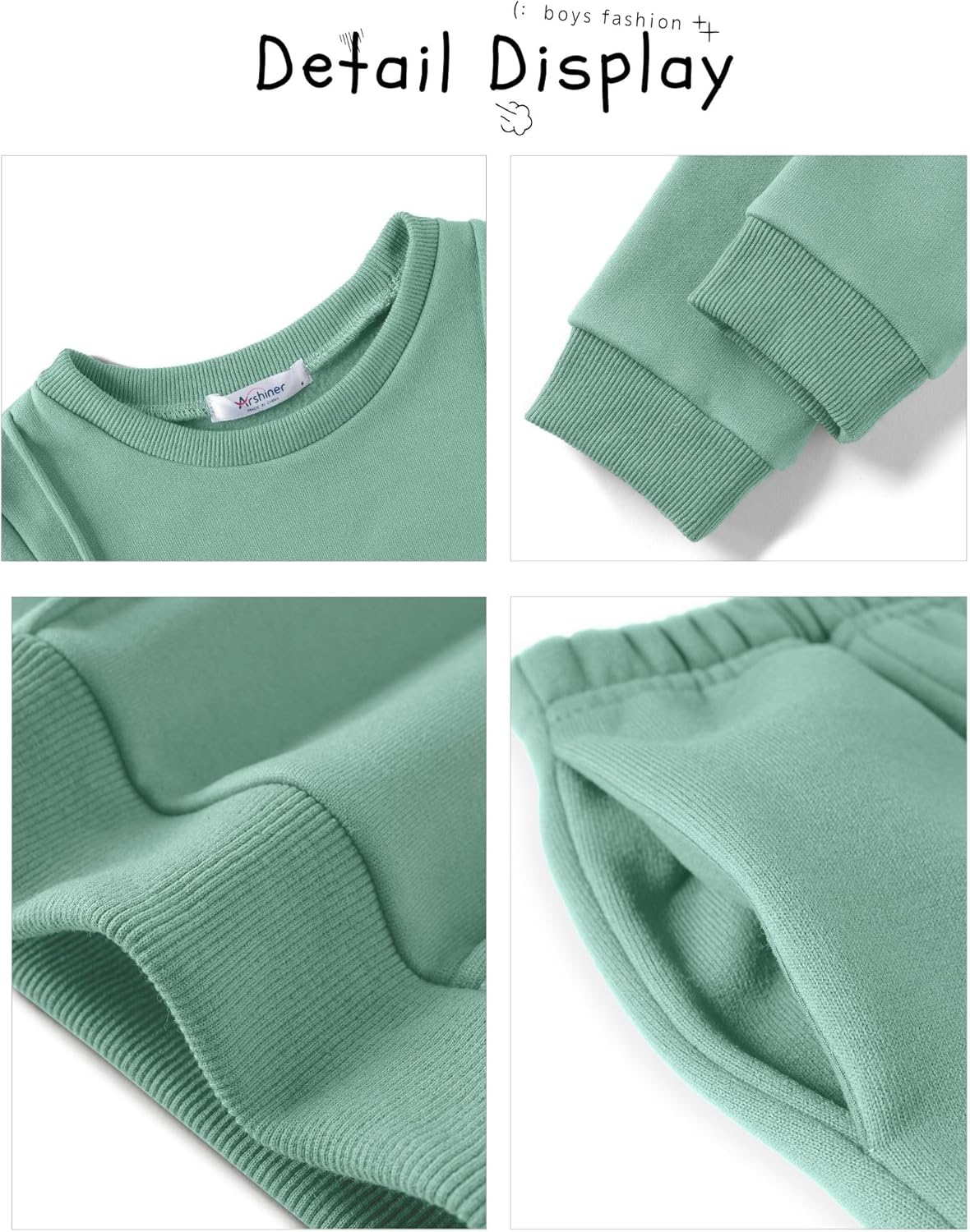 Arshiner Boys Round Neck Sweatshirt Pants Set
