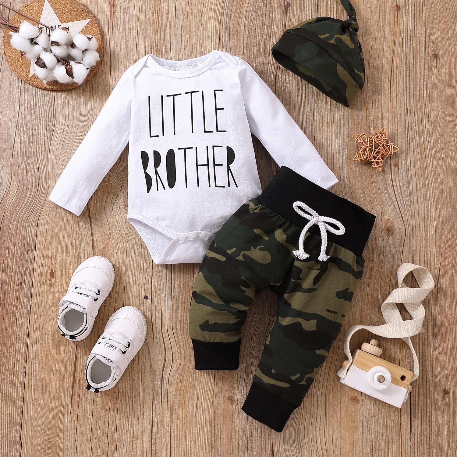 Comfortable Camouflage Romper Set for Newborn Boys