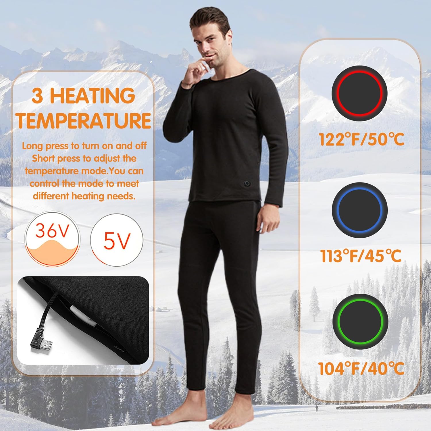 Stay Warm All Year Round with the YANYNGS Electric Heated Thermal Underwear Set