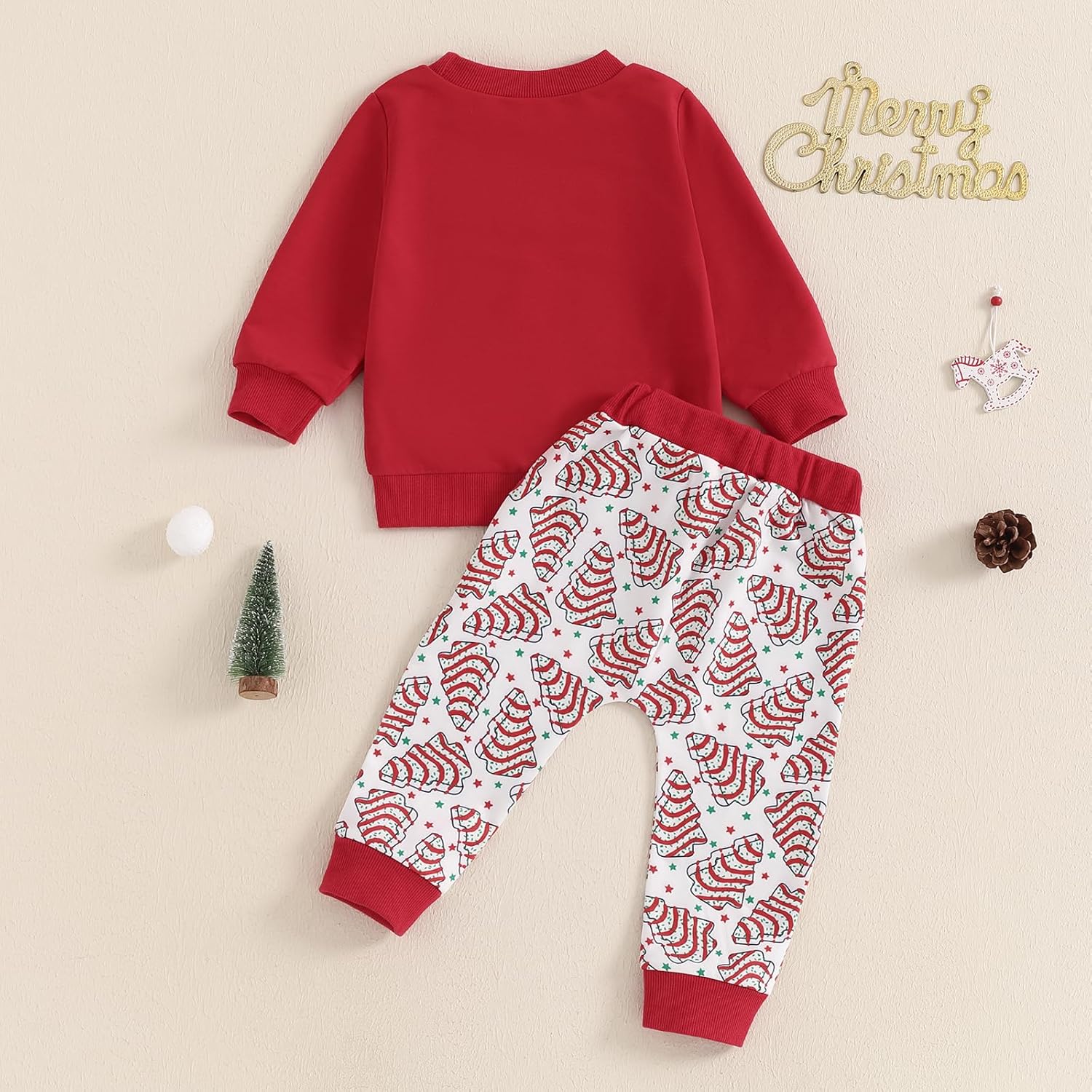 Toddler Boy Christmas Outfit 2PCS Merry Letter Print Set