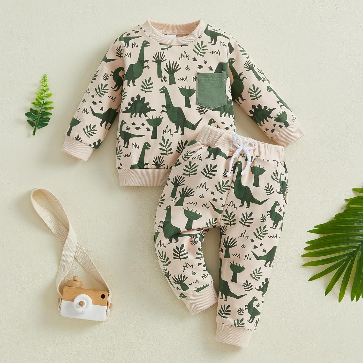 Cutie-Powered Toddler Boys 2-Piece Dinosaur Print Set