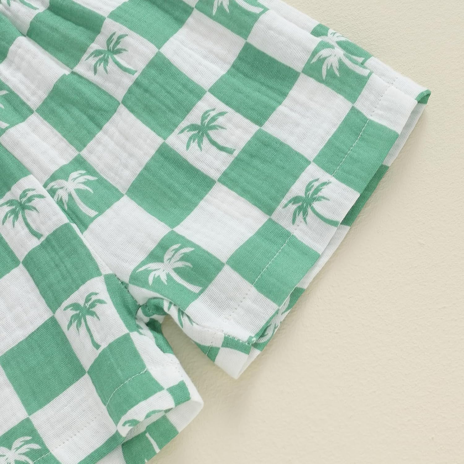 Mandizy Todd Mizy Summer Outfit for Boys - Cute Checkered Palm Tree Printing