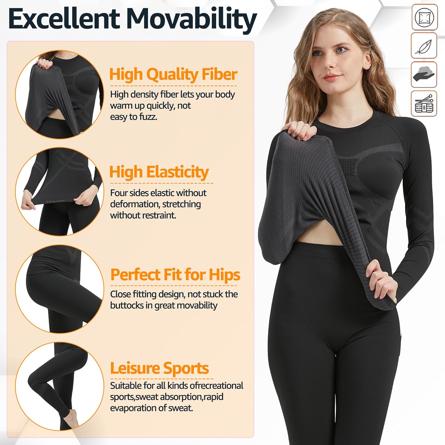 UNIQUEBELLA 3D Spherical Thermal Underwear skiing set compression women fashion