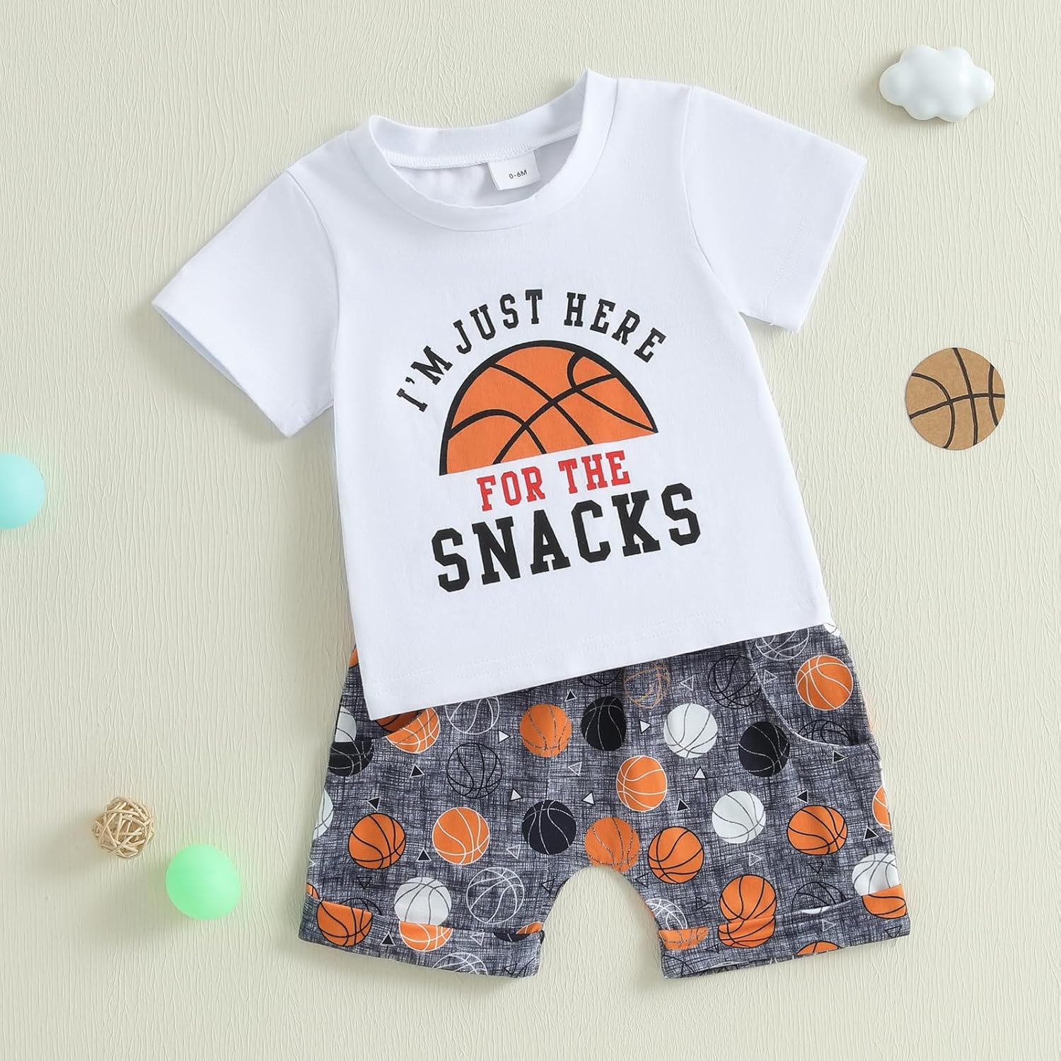 Baby Toddler Boys Basketball Print Summer 2-Piece Set
