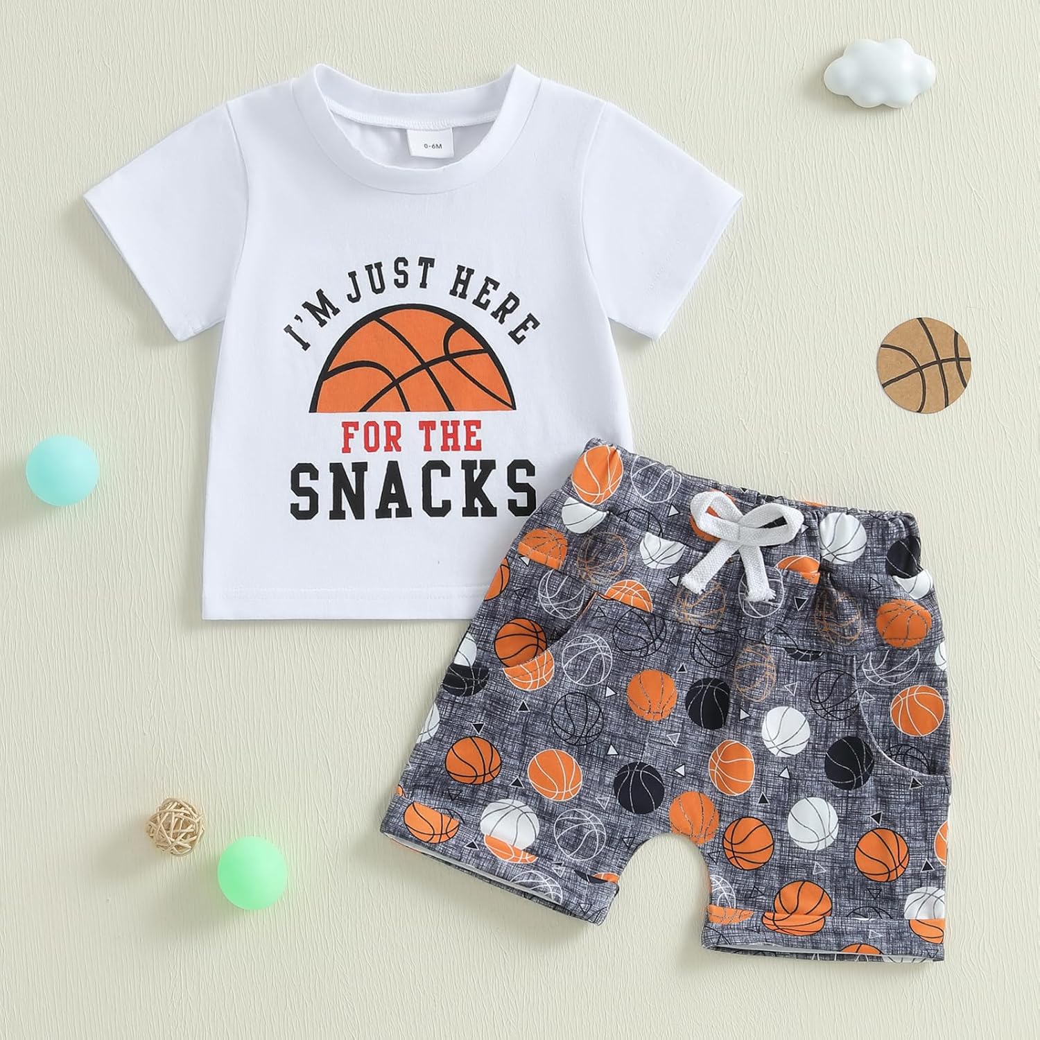 Baby Toddler Boys Basketball Print Summer 2-Piece Set
