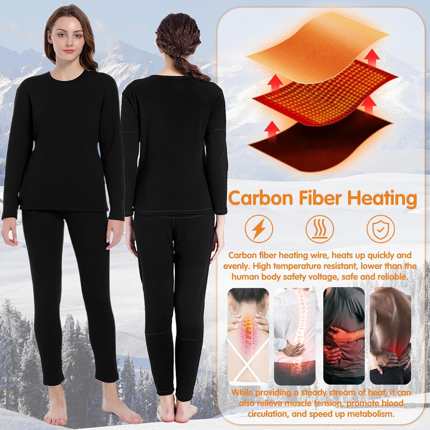 Heated Thermal Base Layer Set for Women