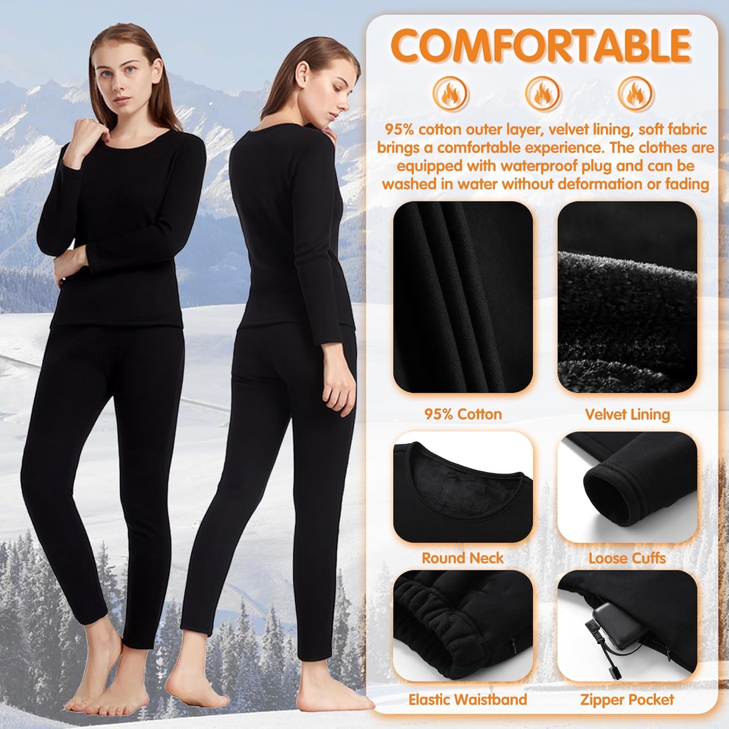 YANYNGS Heated Top Women 16 Zones Thermal Cycling Baselayer