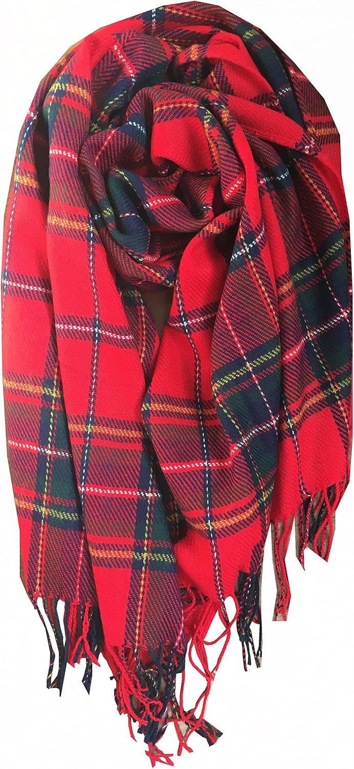 Wander Agio Womens Fashion Long Shawl Big Grid Winter Warm Lattice Large Scarf